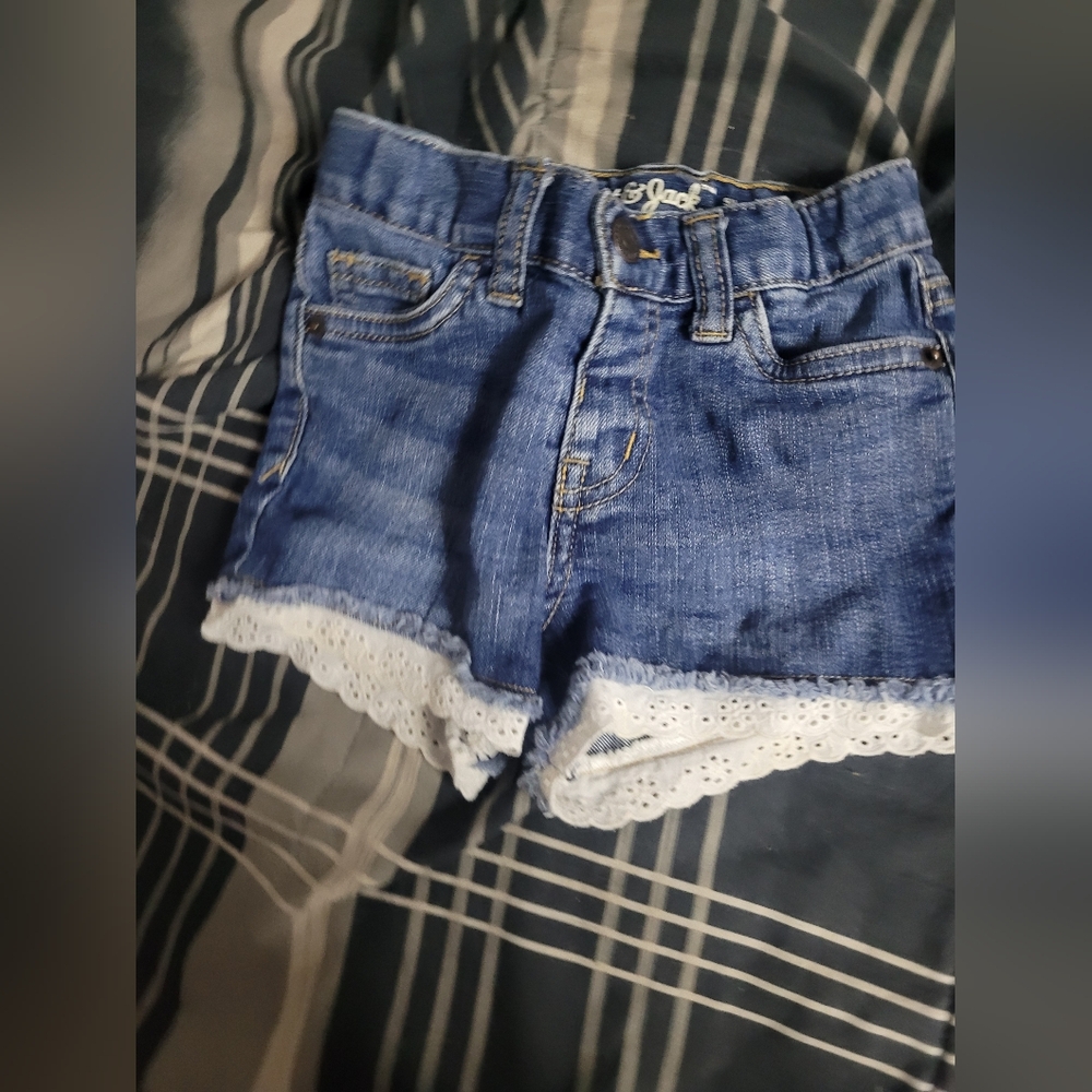Blue Denim Kid's Shorts with Lace Trim